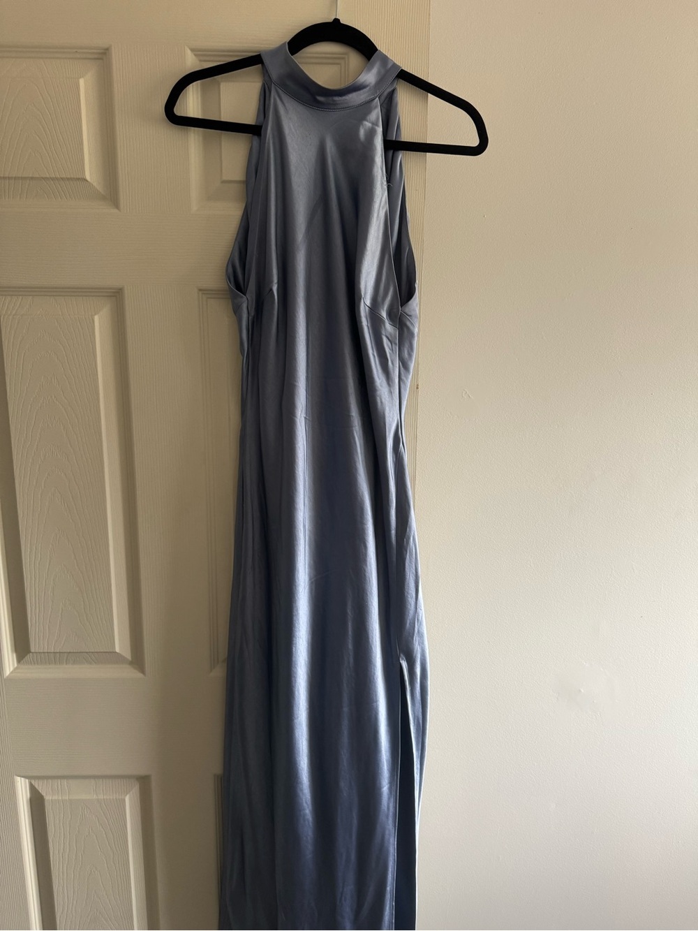 Dynamite Steel Blue High-Neck Maxi Dress
